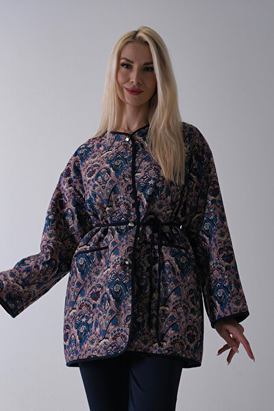 Feminist Astarlı Biye Detaylı Cepli Kapitone Ceket Lacivert 31050766