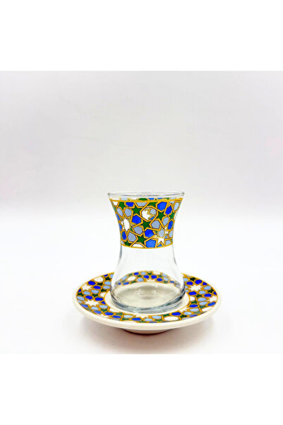 MEVLANA BAZAAR طقم أكواب شاي لـ 6 أشخاص بتصميم نجمة السلجوقية
