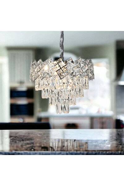 RFAN Candelabru, Model 62111/400, Textură de cristal, Metal, 5 x E27, Argintiu