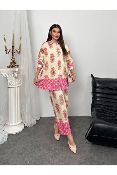 Hatun Atila طقم ملابس تريكو مزدوجة منسوجة رقم مطبوع - 7470-33