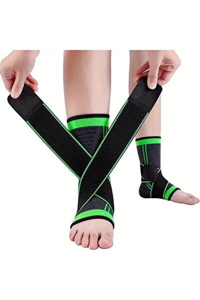 NextFarma Elastic Ankle Brace, Protective Orthosis, Elastic Fixing Straps, Black / Green, Nextfarma®