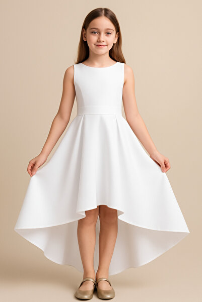 LilyMoon Rochie de seară din satin pentru fete – Model prințesă Rochie de abs...