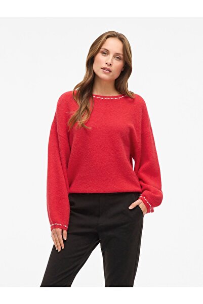 VILA Strickpullover VISTELLA Perlen