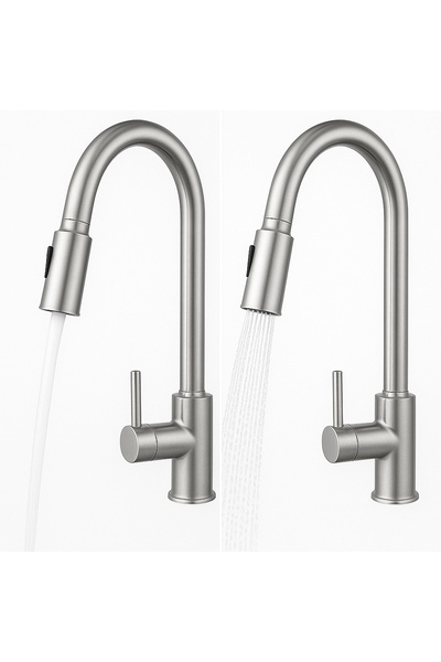 SanDonna Cami nickel kitchen faucet with pull-out shower