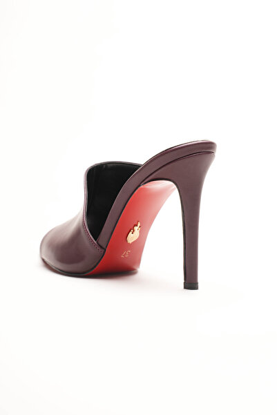 Ayakkabı Ateşi Women's Designer Thin Heeled Slippers Carolina Burgundy Skin