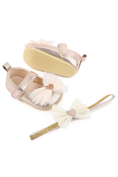 BebeNou Ghetuțe aurii pentru bebeluși și bentiță asortată CHd2627-9-va7