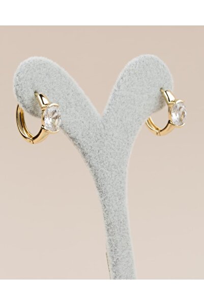 Portakal Esintisi Orlavia Oval Zircon Stone Minimal Hoop Xuping Earrings
