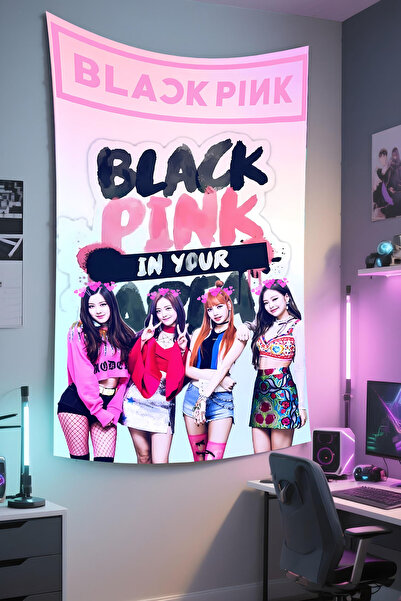 RUGRUMBA غطاء جداري باللون الأسود والوردي - موضوع موسيقي، قماش عالي الجودة، س...