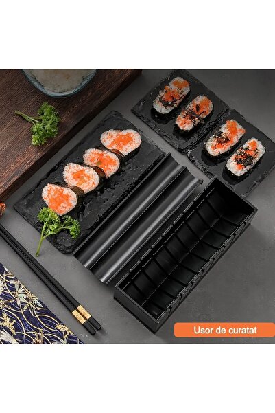 Flippy Σετ σκευών για σούσι Flippy, 10 τεμάχια, σε σχήμα καρδιάς, 3 κλασικά σχήματα, μαύρο