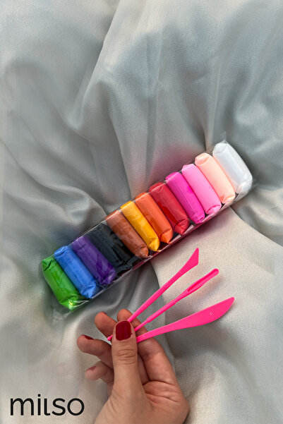 MİLSO Kil Seti Canlı Renkler 12'li - Havayla Kuruyan Ekstra Yumuşak Oyun Hamu...