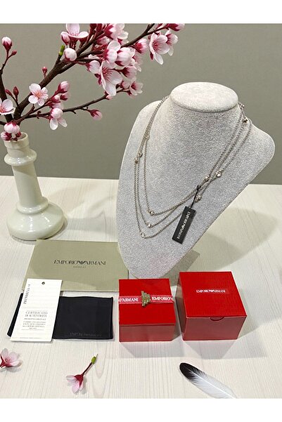 Emporio Armani 100% original Emporio Armani 925 silver women's chain, 140 cm long, with crystals, stars, and the brand's logo