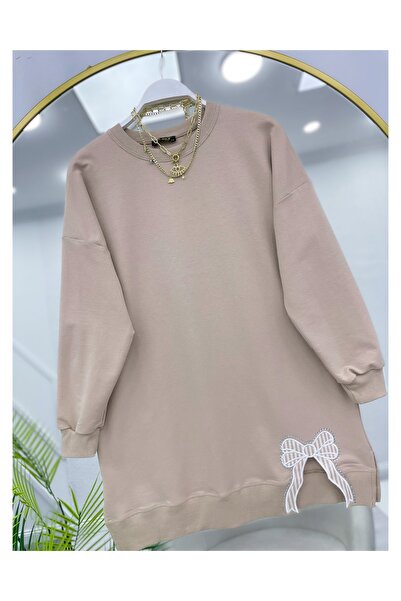 YEDİLALE Bow Detail Zero Neck Combed Cotton Tunic