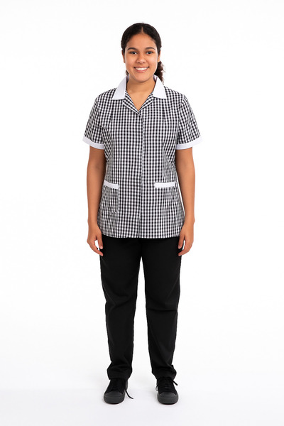 Rannah's Uniform طقم زي خادمة منزلي نسائي مُربّع بسحاب للإغلاق - بلوزة بأكمام...