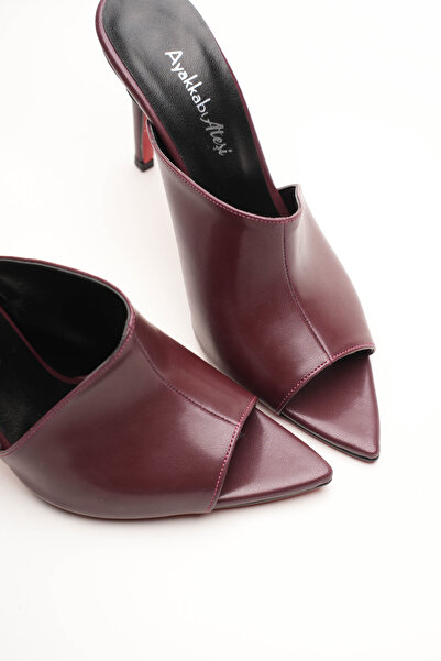 Ayakkabı Ateşi Women's Designer Thin Heeled Slippers Carolina Burgundy Skin