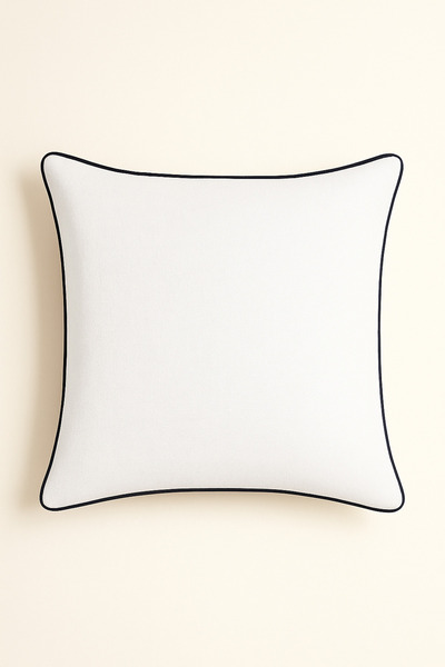 Mirilliahome Piped Linen Cushion Cover 43X43 cm – Black Piped White