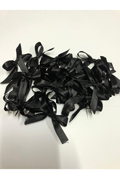 Organizasyon Pazarı Black Premium Bow Satin Ribbon 10mm 50 Pieces Balloon Decoration Gift Ornament Cake Decoration Bundle Dowry