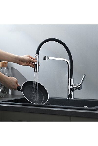 SanDonna Andra black flexible kitchen faucet
