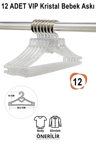 Vip Home Concept Market Ürünleri شماعة ملابس للأطفال 12 قطعة بفيونكة كريستالي...