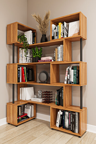 Asra Trend asratrend DK-02 Dekoratif Modern Kitaplık – Duvar/Köşe Modüler Şık Tasarım, Salon & Ofis Kitaplığı 1