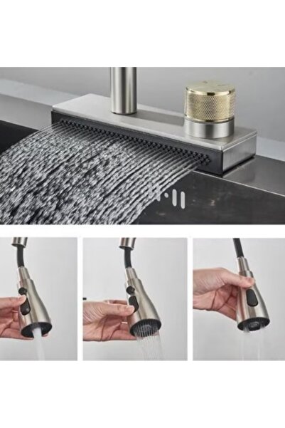 SanDonna Aster satin chrome kitchen faucet with pull-out shower