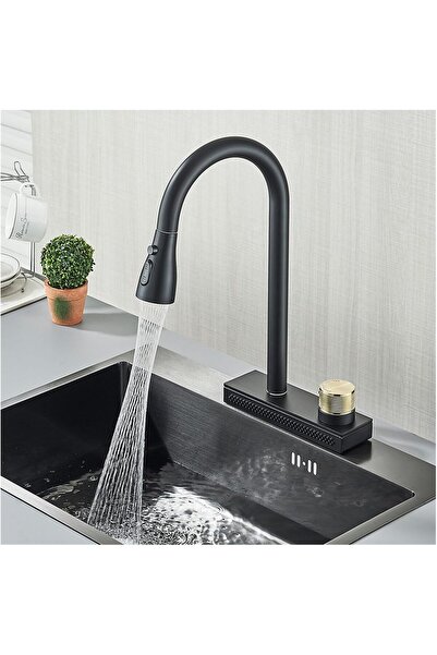 SanDonna Aster black kitchen faucet with pull-out shower