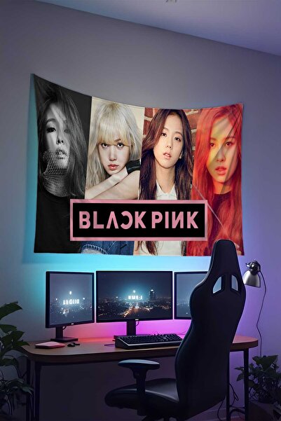 RUGRUMBA غطاء جداري باللون الأسود والوردي - موضوع موسيقي، قماش عالي الجودة، س...