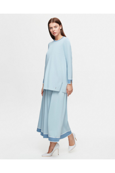 MISS DALIDA Yakası ve Bileği Renkli 1021-SAND Tunik