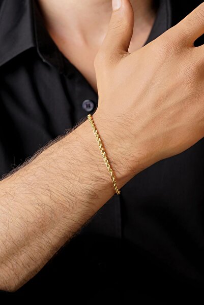 Fiyonk Kuyumculuk 14 Ayar Altın Burgu Halat Zincir Erkek Bileklik 2.65 mm