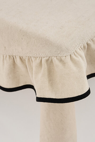 Mirilliahome Elite Frilly Piped Raw Linen Tablecloth – Frilly Beige Tablecloth