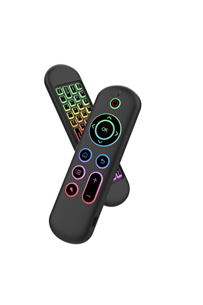 porodo جهاز تحكم عن بعد Air Mouse مزود بلوحة مفاتيح صغيرة ومستشعر جيروسكوب بس...