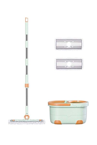 Arabest Spin Mop Bucket with Wringer System Extended Mop Handle Mop and Bucket for Floors Cleaning with 2 Re