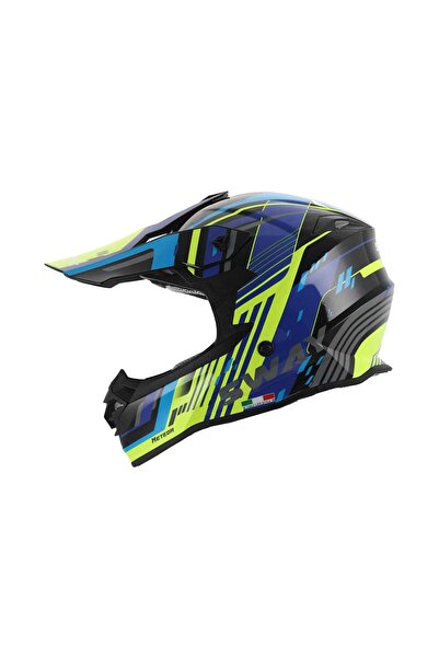 SARİSSA BİSİKLET Sway 617 Meteor Full Face Cross Indoor Cycling Motorcycle Enduro Freeride Helmet XL Size Yellow Blue