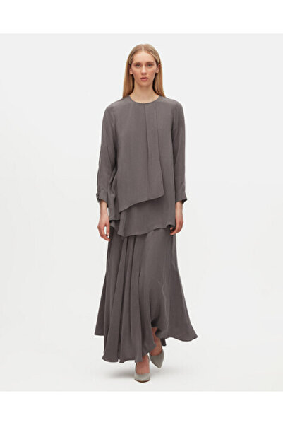 MISS DALIDA Ön Kısmı Hareketli Kesim Cupro Antrasit Tunik