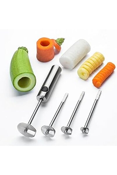 COOYA 5-Piece Stainless Steel Veggie Drill Twister Set Silver