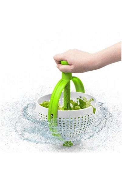 Flippy Multifunctional Rotating Colander, With Handle, ABS Material, 22 x 12 cm, Handle 18 cm, Green