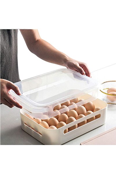 Saharaz 24-Piece Refrigerator Egg Holder with Lockable Lid - Egg Storage Container,Large Plastic Holder