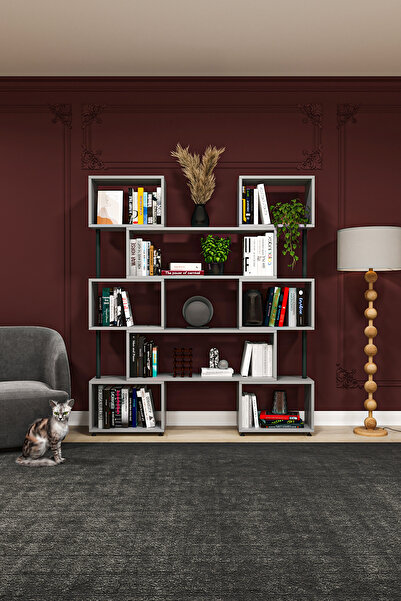 asratrend asratrend DK-02 Dekoratif Modern Kitaplık – Duvar/Köşe Modüler Şık ...