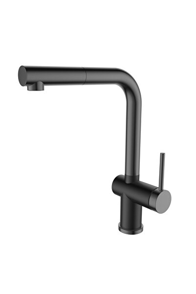 SanDonna Baterie de bucatarie de bucatarie Riva negru-antracit cu dus extractibil