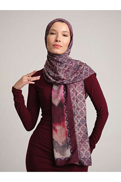 Ayshara شال سويولي ذو نمط عرقي مزدوج الجوانب - أحمر داكن