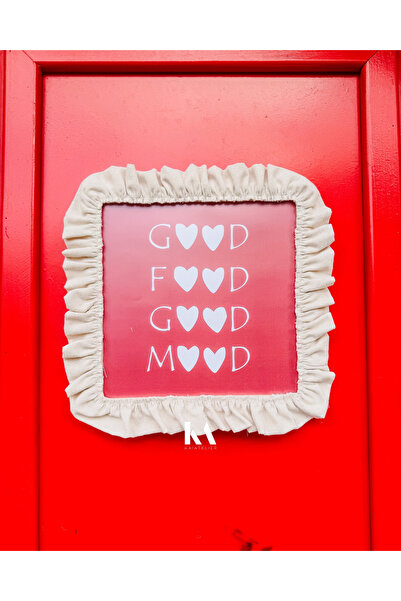 KaiAtelier Ramă decorativă cu volane cu cadru din lemn natural / Pictură 20x20cm