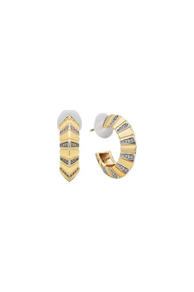 CAL'S Gold-silver half hoop earrings