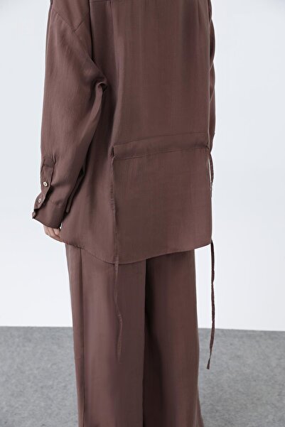 Puane Women's Back Piped Detail Trouser Suit - 14335Tks - Brown