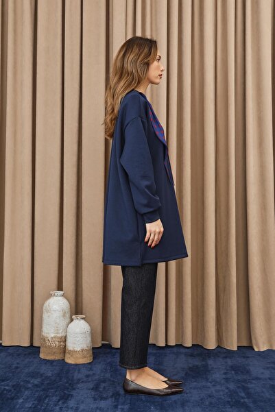 Puane Women's Polka Dot Detailed Basic Tunic - 10742Tun - Navy