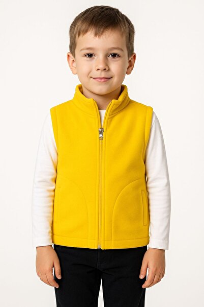 JCKS KİDS Sleeveless Zippered Lined Double Pocket Mock Neck Children's Vest