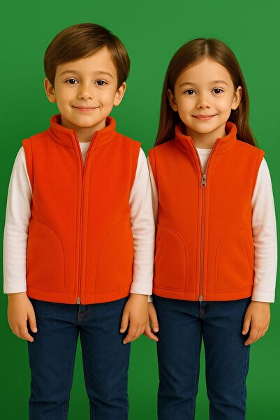JCKS KİDS Sleeveless Zippered Lined Double Pocket Mock Neck Children's Vest