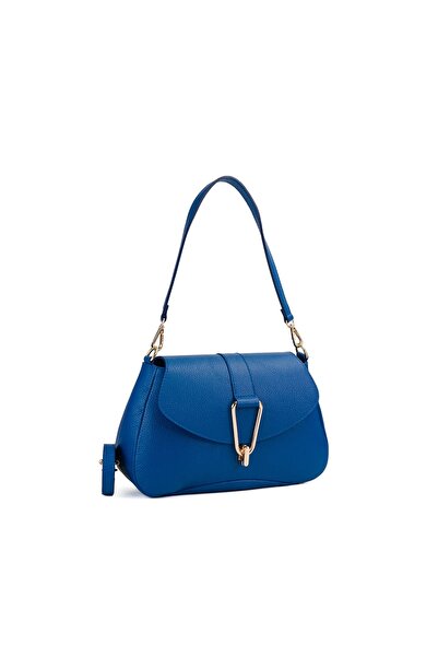 Posete Fagaras Poșetă din piele Emily - Albastră, 1 compartiment, 2 buzunare,...