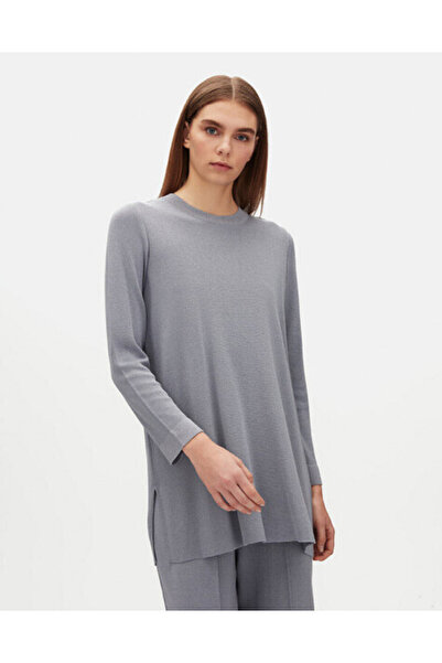 MISS DALIDA Bisiklet Yaka Düz Renk Gri Tunik