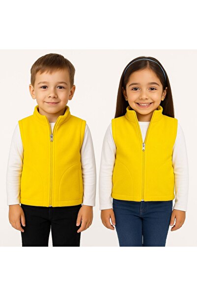JCKS KİDS Sleeveless Zippered Lined Double Pocket Mock Neck Children's Vest