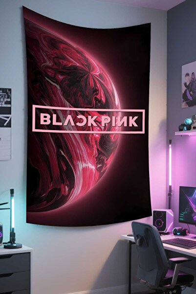 RUGRUMBA غطاء جداري باللون الأسود والوردي - موضوع موسيقي، قماش عالي الجودة، س...