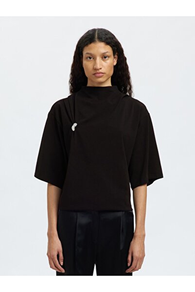 SELECTED Bluse mit 3/4 Ärmeln High Neck